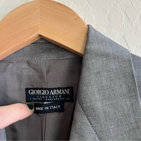 Vintage Giorgio Armani Grey Blazer One Button Front Closure - Picture 7 of 9